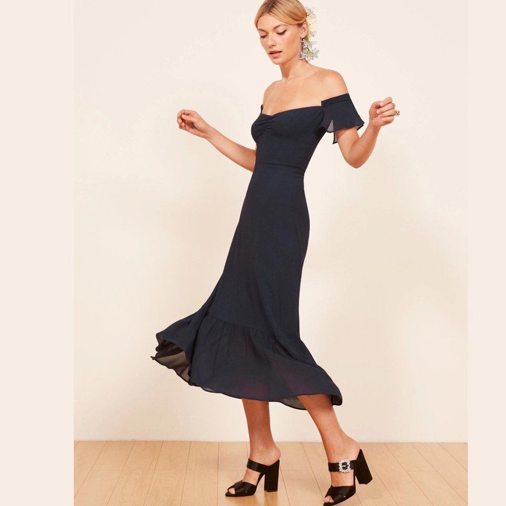 Reformation Butterfly Dress - Navy